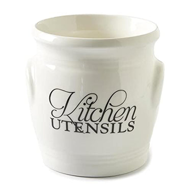 Riviera Maison kitchen utensils, spoon holder, cutlery basket porcelain, kitchen container, round cutlery container - Kitchen utensils canister - dishwasher safe - Porcelain, white - Hx∅ 16x14.5 on sale